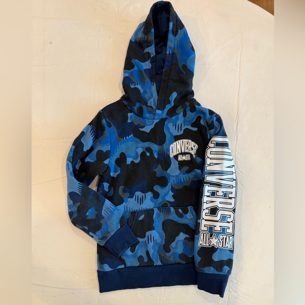 Converse Blue & Black Camo Kids Hoodie sweatshirt with  All Star Logo size 8-10